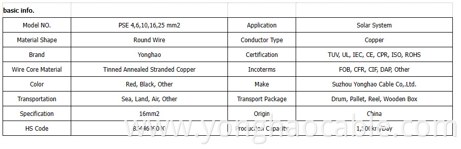 Photovoltaic 6mm2 PV Solar Cable